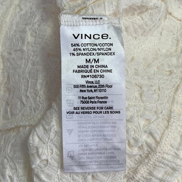 VINCE Size M Cream Cotton Blend Wrinkled Buttoned Casual Top - Picture 7 of 8